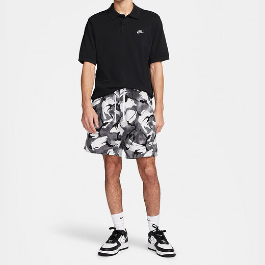 Nike Nike Polo-Shirt 2025 Sommer New Herren Casual Atmable Nocken-Sport-T-Shirt Revers FN3894_010 Grauschwarz (Europäischer Code, es wird empfohlen, eine geringe Größe zu erreichen) s