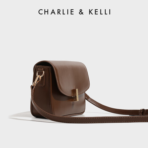 CHARLIE&KELLI CK brand bag for women, Valentine's Day birthday gift for girlfriend, retro armpit bag, single shoulder crossbody small square bag, caramel brown, Beijing warehouse delivery, gift bag + greeting card