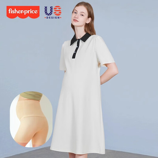 Fisher-Price (Fisher-Price) American Fisher's new summer pure cotton POLO collar dress with mid-length loose top lapel maternity dress dark gray dress L[120-140Jin[Jin equals 0.5 kg] suitable for wearing]