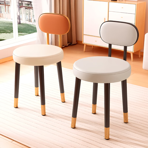 
Kunfeng dressing chair master bedroom dressing table chair with backrest office casual stool household dining chair reception chair light gray [simple style] without backrest