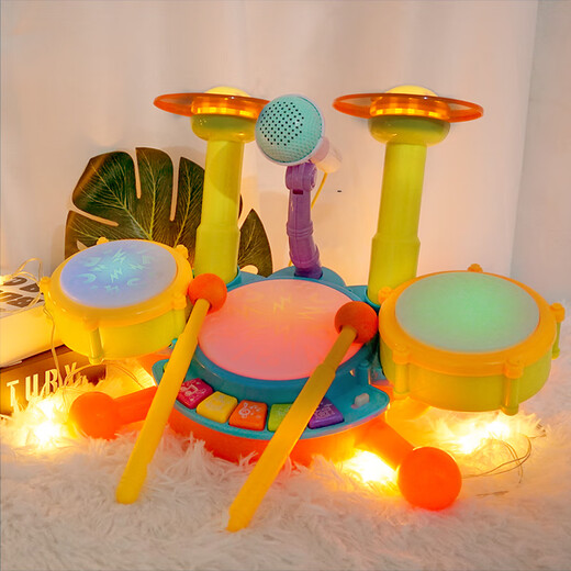 Meibosen Kinder-Drum Stand Baby über 6 Monate Early Early Education Hand-Photos für Babys schlägt Jazz Drum Instrument Toy Classic Model-Drum-Pink [Aufladen Version]