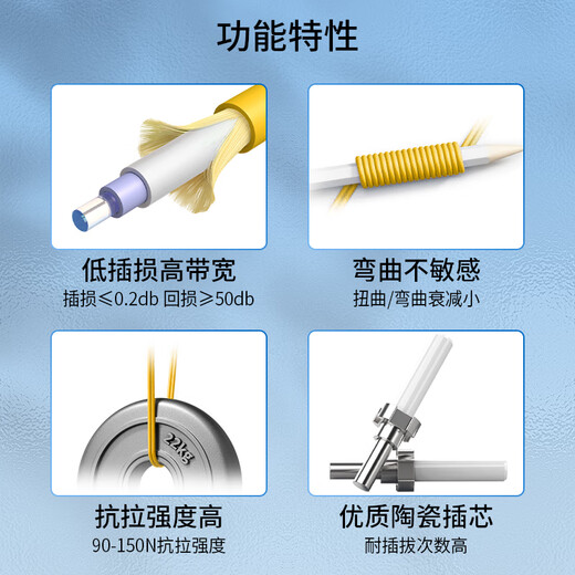 中科光电 单模光纤跳线 单模单芯 单工光缆尾纤 UPC电信级 9/125μm光纤线 SC-FC单模 ZK-SC-FC/OS2-S 2米
