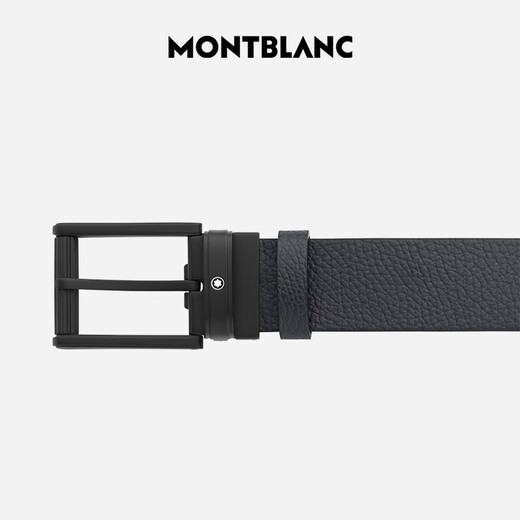 Montblanc MONTBLANC Men's Square Pin Buckle Black Blue Belt 35mm 131188 New Year Gift