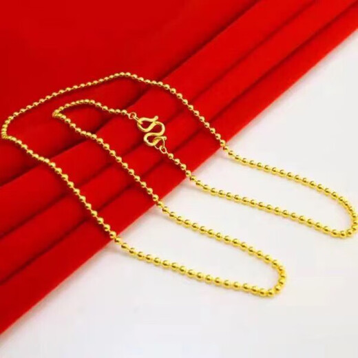 Yingtang Old Phoenix Gold Store model 999 gold-plated silver water wave necklace women's silver personalized bead chain clavicle chain gold-plated silver-proof water wave chain 60 cm about 8 grams Lao Fengxiang's same style