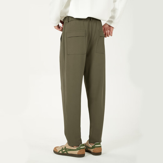 MARKLESS casual pants men's autumn and winter hanging easy-to-maintain smart pants four-sided elastic versatile simple trousers 4855 apricot green 33