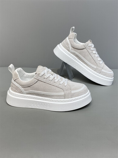 
OLJ genuine leather men's shoes 2025 summer new men's casual shoes low top breathable board shoes thick sole light and comfortable sports shoes white DNH882-112 38