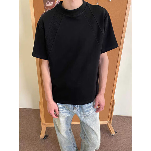 Fumile American Space Cotton Front Schulter kurzärmeliges T-Shirt Herren Sommer High-End-Gefühl schwer und hartes Reinigungsmittel halbärmelig oberstary reguläre XL empfohlen 120jin [Jin gleich 0,5 kg] bis 140jin [Jin gleich 0,5 kg]