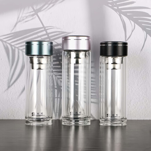 Shuanghan glass cup double-layer business office car water cup men's high-end tea cup SH-7027 SH-7051 300ml