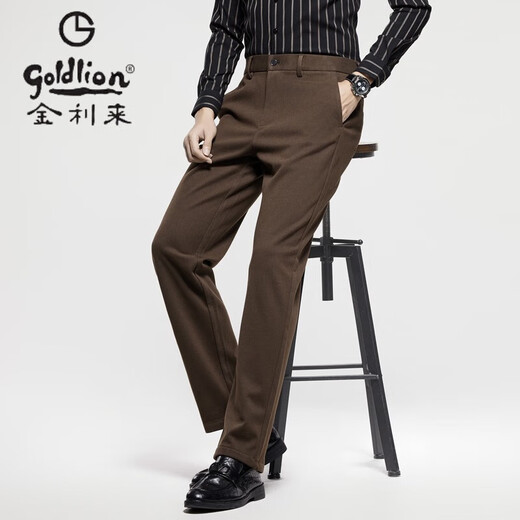Goldlion Autumn and Winter New Men's Casual Pants Business Suit Pants Sheep Wool Straight Pants No-Iron Men's Fashion Black 81121 Black 81121 30
