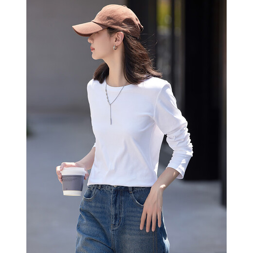 Demana Classic Simple T-shirt Spring and Autumn Round Neck Pullover Basic Bottoming Long Sleeve T-shirt for Women
