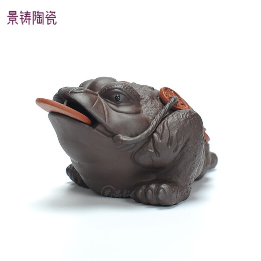 Jingzhu tea pet ornaments, purple clay Pixiu, money rolling in, Golden Toad Kung Fu tea ceremony accessories, spraying water to grow tea, playing with, attracting wealth creative, Pixiu, money rolling in