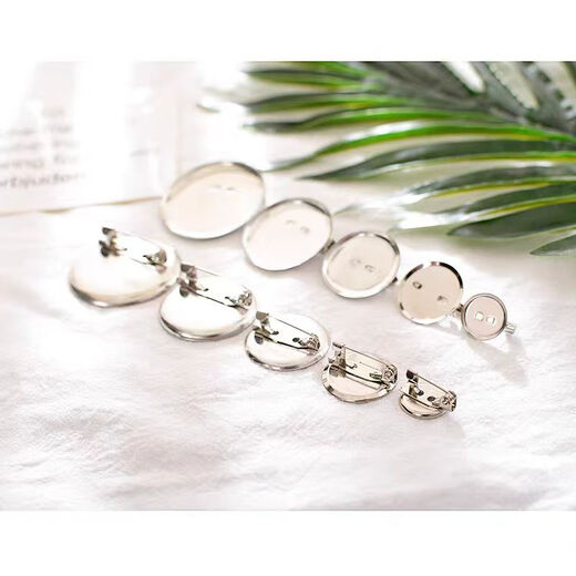 Muyu pin insurance safety pin placket corsage base buckle pin with lock tie brooch DIY accessories handmade jewelry silver disc brooch 2.5CM [20 pieces]