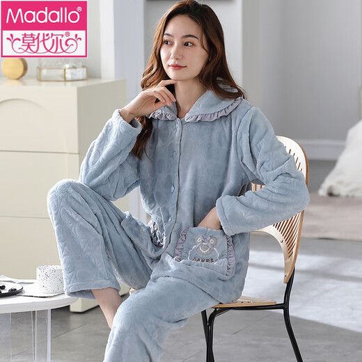 Modale Mutter Pyjama im mittleren Alter der Frauen im mittleren Alter von Frauen im Winterkorallen Fleece-Kleidungsstück mit Samtflanell warm und lose KQ3291 M (155 cm-95jin [Jin gleich 0,5 kg])