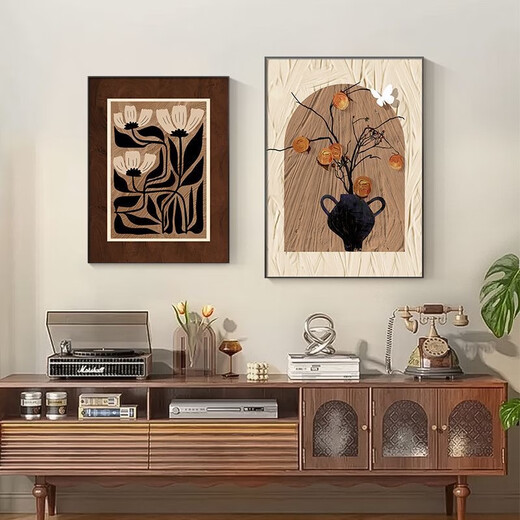 
Chengzi French desktop layout retro living room decoration painting medieval style restaurant persimmon Ruyi sofa background wall hanging painting JD15272 40*60 texture oil canvas ps black frame