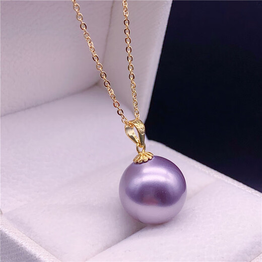 Menbin Lao Phoenix Gold Store Water Pearl Single Pendant 925 Silver Natural Pink Pendant Single Clavicle Chain Necklace Style White Pearl 18k White Gold Holder 16-17mmx45cm