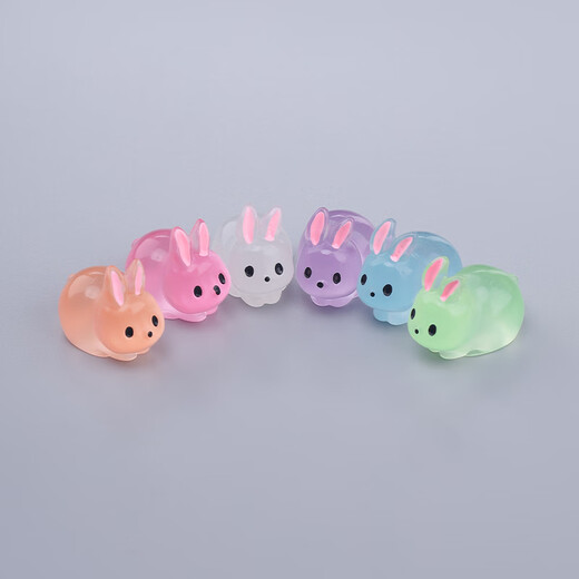 Office decoration mini ornaments luminous rabbit ornaments desktop glowing crystal animal doll play color luminous fat rabbit 10