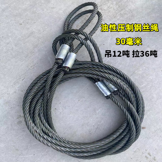 力拓中用镀锌压制压铝套双扣钢丝绳吊索具吊车用10/12141起重拖车 油性压制钢丝绳6毫米 8m