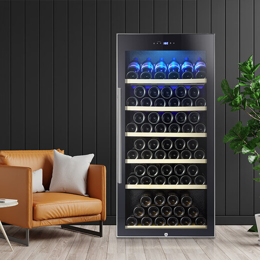 Bacchus wine cabinet 50-70 bottles thermostatic cabinet household refrigerated fresh cabinet wine cabinet compressor solid wood wine rack light luxury living room office air-cooled frost-free display cabinet YC-188S-air-cooled beech wood hanging cup 52 bottles