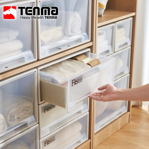 TENMA Tianma Storage Box F330 Drawer Storage Cabinet Combination Drawer Cabinet Storage Organizer Transparent Drawer Storage Box 1 Pack Khaki 33*47*21.5cm
