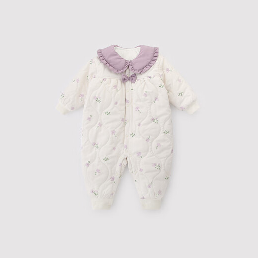 Bali Piggy (BALIPIG) baby girl one-year-old dress cotton jumpsuit autumn and winter warm and thickened quilted baby clothes, taro purple 80cm