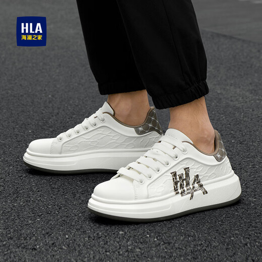 海澜之家（HLA）男鞋时尚小白鞋子男士百搭夏季休闲板鞋HAABXM3DFH370 白棕色42