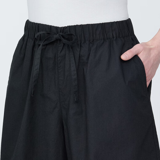 MUJI Women's Washed Plain Shorts Pants Women's Summer Style Early Spring New Product BE1Q0A4S Black XL165/74A