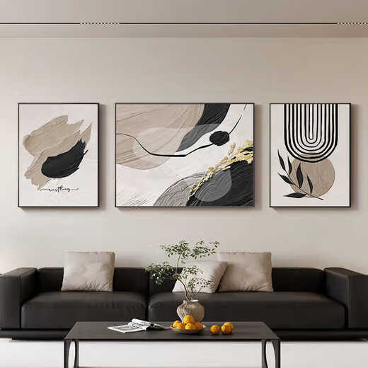 Él Jiangong Black, White y Gris Abstract Sofá Fondo de pared Pintura decorativa Sentón Sala de estar Pintura colgante Moderno Tres JD13782 Izquierda y derecha 40*60 Middle 80*60