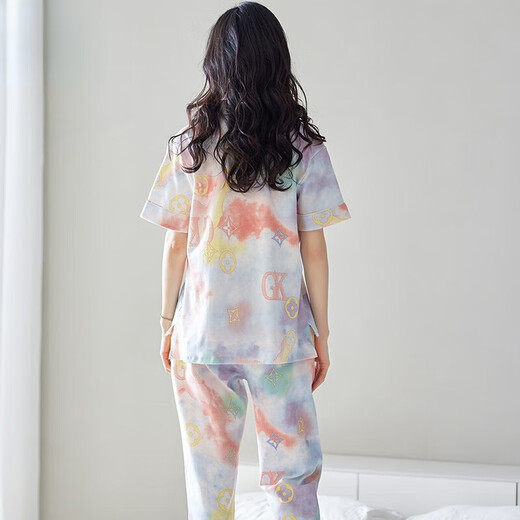 猫人（MiiOW）睡衣女士夏季纯棉开衫短袖长裤薄款甜美夏天全棉家居服套装可外穿 1506粉色 L (建议100-120斤)
