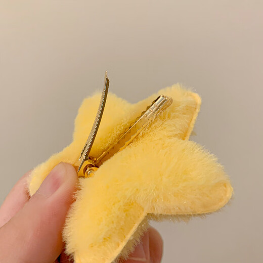 Soft cute star chubby yellow five-pointed star plush hairpin girl hairpin cute hair accessories dopamine jewelry soft cute star 1 pack
