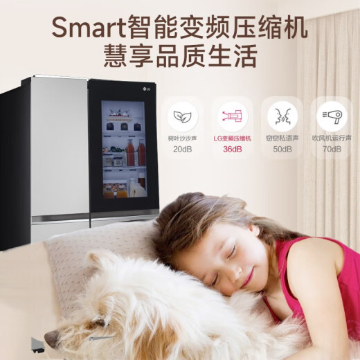 LG 655L La ventana de la perspectiva de doble puerta con el refrigerador, la cortina de viento multidimensional refrigerada por el refrigerador, la función de viento multidimensional, limpia y fresca, la conversión inteligente conversión de energía ultra delgada de gran capacidad de gran capacidad [Toca la serie de ventanas de perspectiva] Xinghe Silver S653MPY33D