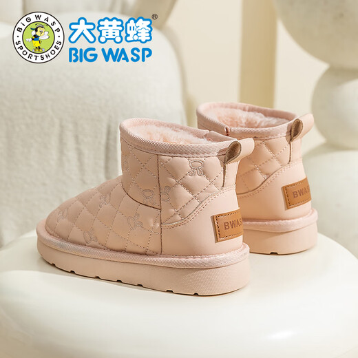 Bumblebee children's snow boots girls winter velvet thickened warm cotton boots D3623538665M pink 34