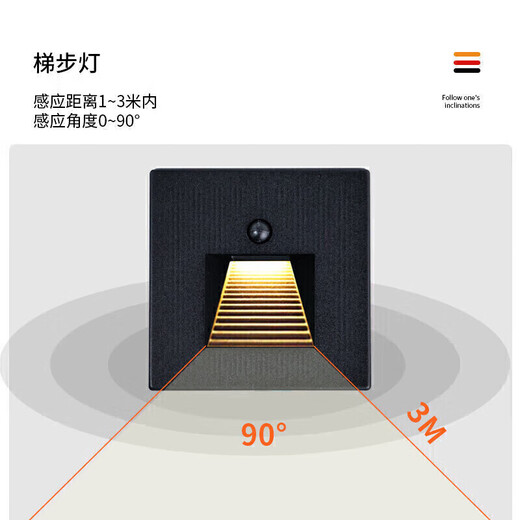 西顿照明（CDN）智能人体感应地脚灯老人楼梯壁灯LED防水小夜灯EQ11025黑色长条款