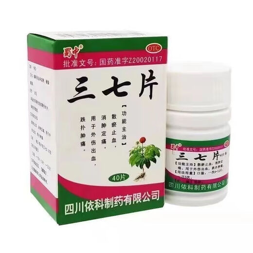 蜀中 三七片跌打损伤跌扑肿痛外伤出血消肿定痛散瘀止血消肿定痛散淤止血止痛老年人易摔倒撞到骨头崴脚中药 一盒【家有老人必备】消肿止痛（40片）