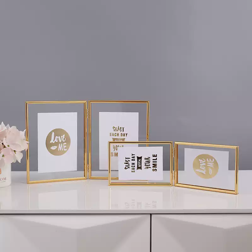 
The same double-sided transparent triple folding photo frame of the world-born star, 5-inch 678-inch glass metal picture frame empty frame album, rose gold two-pair - horizontal style 1 6-inch glass surface (photo 10.2*15.2cm)