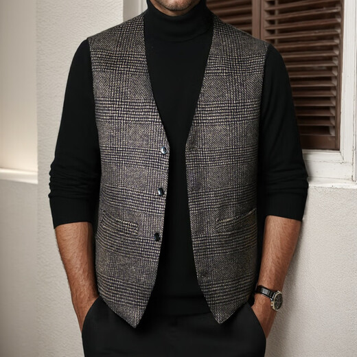 MAGIOPY luxury high-end brand men's winter down vest men's v-neck inner wear warm vest middle-aged dad's vest gray L 175 120-140Jin Jin equals 0.5 kg