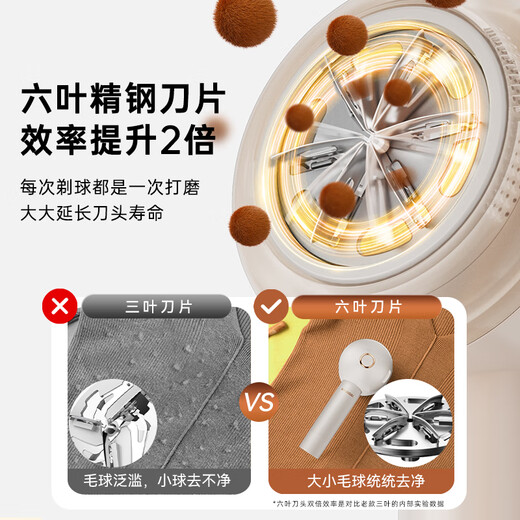 HYUNDAI Korean Hair Ball Trimmer Shaver Clothes Hair Ball Remover Clothes Hair Remover High Power Sticky Hair Artifact Sticking and Shaving Dual-Use Shaving and Suction Dehairing Machine Clothes Pilling Remover Pearl Powder Rechargeable and Plug-in + Hair Sticker