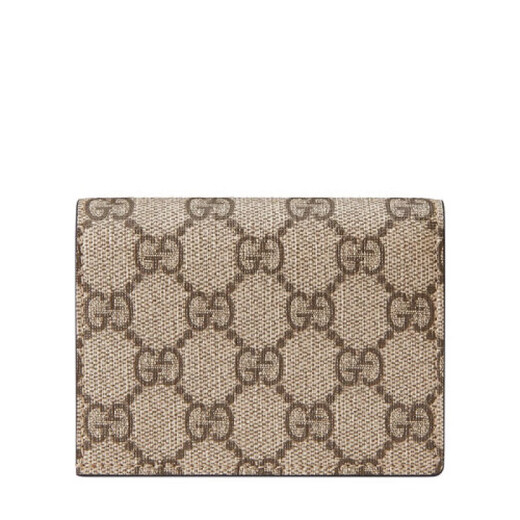 Gucci (GUCCI) classic women's beige/ebony presbyopia canvas gray pink leather card bag 65861017WAG5788 beige/ebony