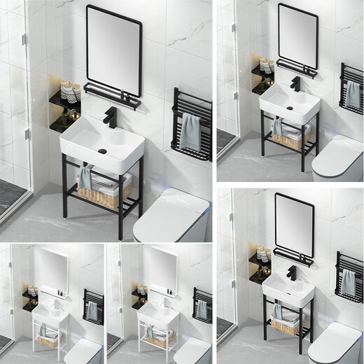 Duladiya apartamento pequeño cuenca de lavado simple balcón doméstico lavavajillas gabinete bañera de cerámica de cerámica integrada 4837 + soporte de piso blanco + drenaje + grifo blanco