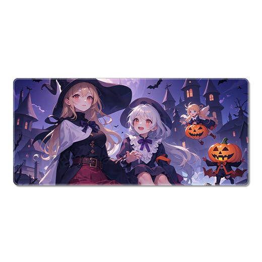 Three-color cat cartoon mouse pad super large 2D student men and women can customize computer keyboard pad notebook desk pad e-sports non-slip thickened wrist guard pad cartoon game lock edge cute 12185 Halloween 90 cm x 40 cm x 4 mm