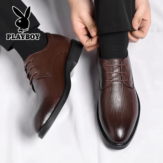 Playboy Chaussures en cuir masculin Généreuse entreprise en cuir usage formel usine en amélioration et en respirant semelle douce de mariage chaussures de marié 2025 Nouveau style 6621 noir 40