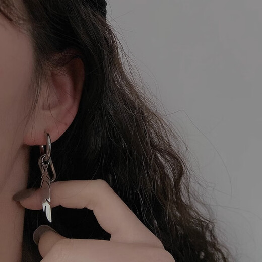 JPHZNB niche design titanium steel feather earrings for women, trendy, cool personality, ins temperament, internet celebrity, handsome earrings, earrings for men, pair