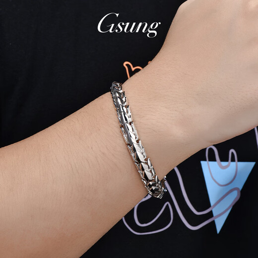 GsunG platinum bracelet men's new PT950 faucet bracelet is generous and wide platinum men's bracelet keel chain PT950 bracelet is about 76 grams and 22 cm pre-ordered