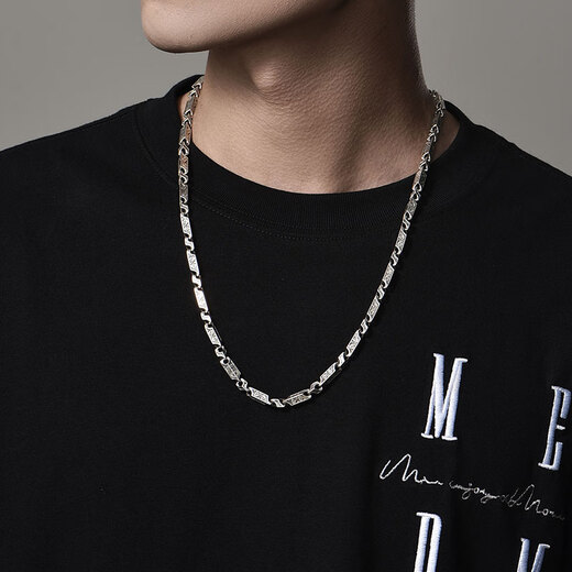 Mingyang Decoration Sea 925 sterling silver auspicious cloud pattern keel pattern necklace men's strong chain retro high-end personality solid chain sweater chain chain length 60CM