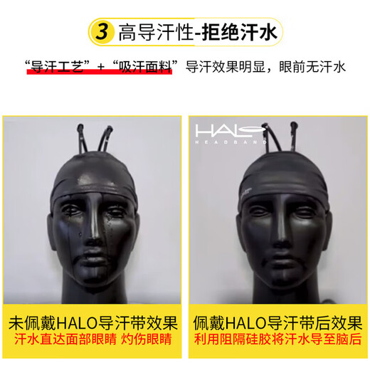 HALOHDBAND运动发带止汗带男女导汗带健身骑行头巾头带跑步马拉松羽毛球吸汗 窄款-LOGO