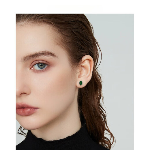 DL 1998 Fat Donglai same style emerald gemstone earrings 999 silver diamond earrings women's light luxury 2023 new style emerald earrings 999 silver