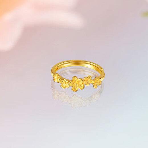 Saturday Blessing Gold Ring Women's Pure Gold Flower Spring Ring Ring Spring Flower Price No. 13-2.65g