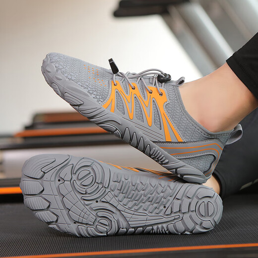 Ruizhilang fitness special shoes for men, indoor skipping shoes training, barefoot soft sole gym sneakers, squat yoga couple shoes, people Y616 gray (standard sports code) 39