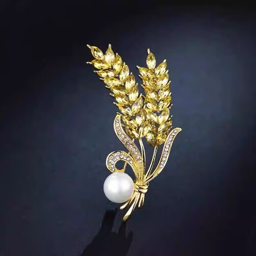 Idel's golden wheat ear high-end brooch for women's suit jacket corsage accessories pin to fix clothes and versatile birthday gift Golden wheat ear brooch XZ0051