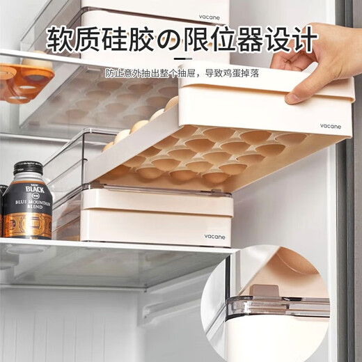 Home KATEI STORY Drawer-type egg storage box for refrigerator, special food-grade kitchen egg box holder, organization and preservation artifact, 2 layers can store 48 eggs