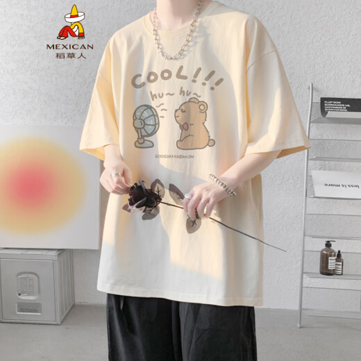 
Scarecrow T-shirt Short-sleeved Boys Summer 2025 New Men's Fashion Brand Fashion Teen Loose Half-sleeved Top White DT9894 M